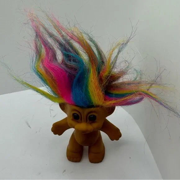 Vintage Rainbow-Hair Troll Doll — Retro Collectible Good Luck Toy - Picture 2 of 6